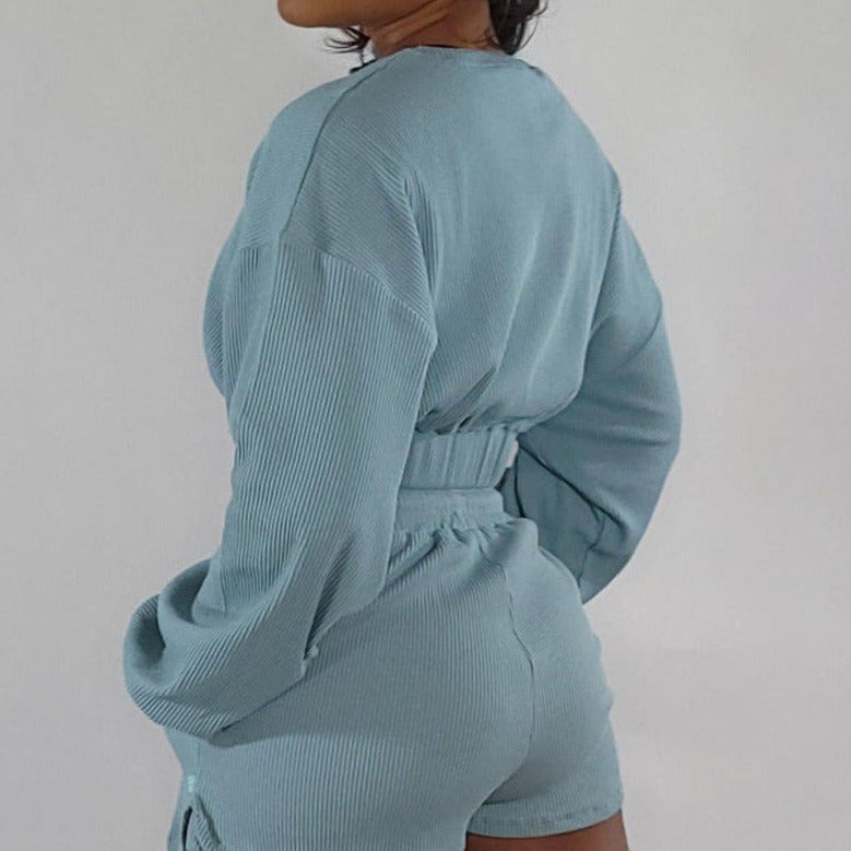 Calm N' Glam Crop Sweater (Baby Blue)