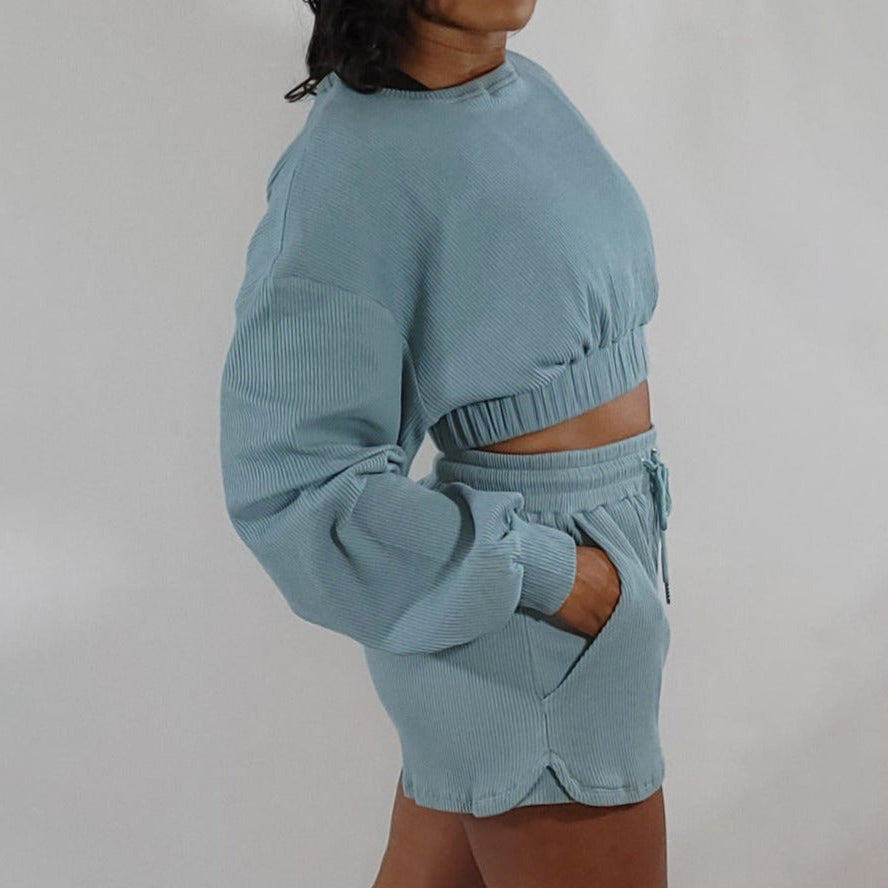 Calm N' Glam Crop Sweater (Baby Blue)