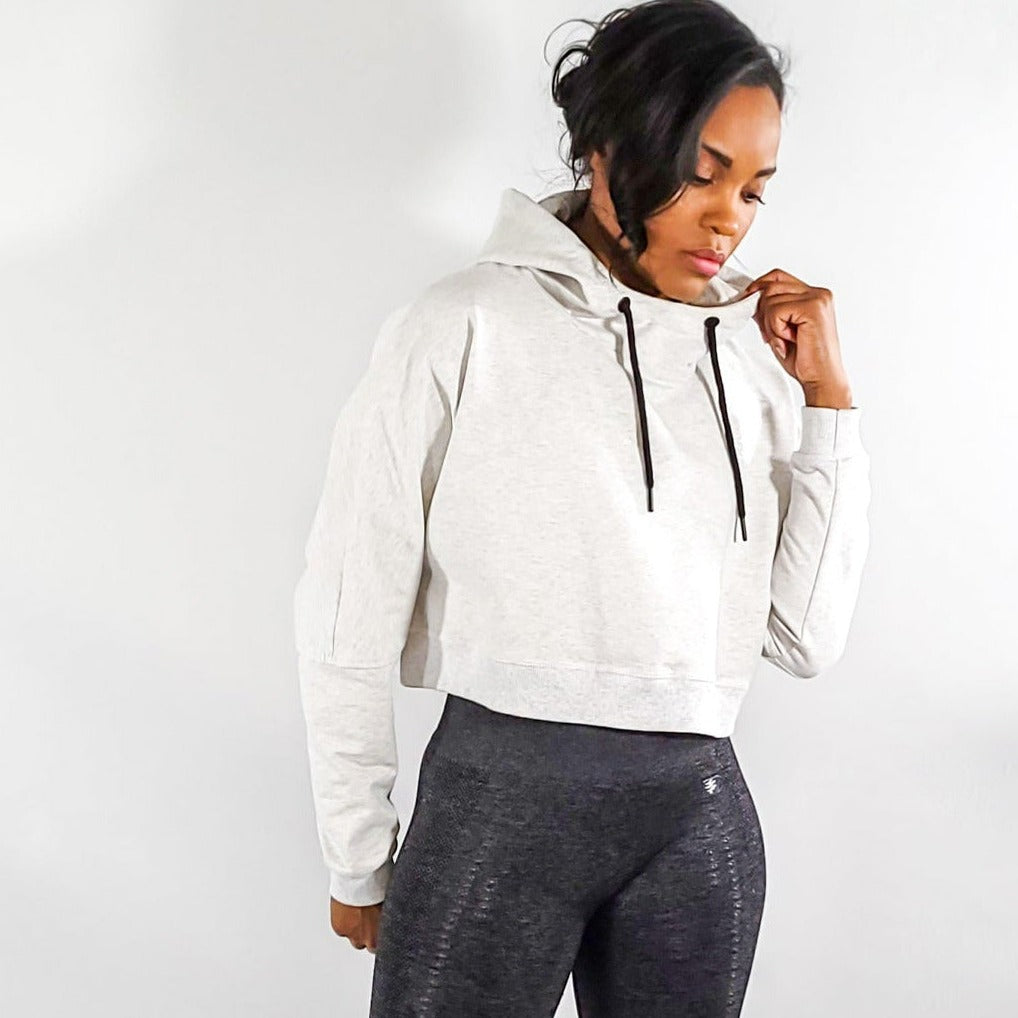 Crop Hoodie (Light Grey)