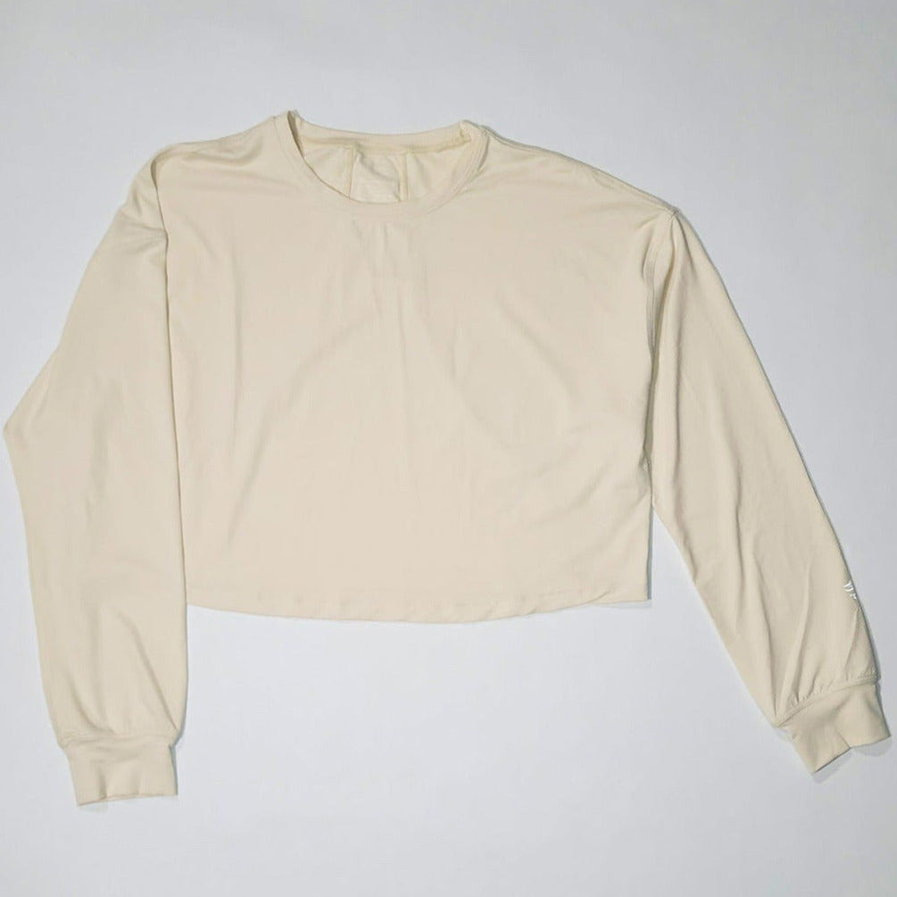 Exhale Long Sleeve Crop (Cream)